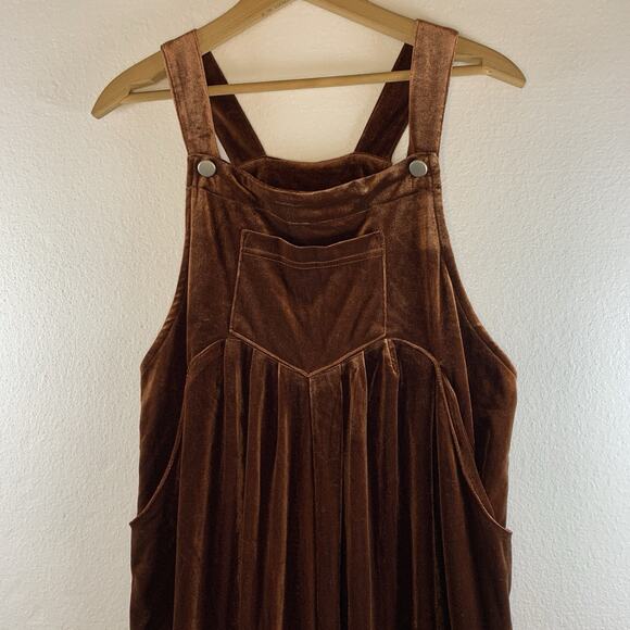 Bibi Womens Velvet Wide Leg Overalls Size L Spice Whimisgoth Boho Y2K Grunge - Picture 4 of 16